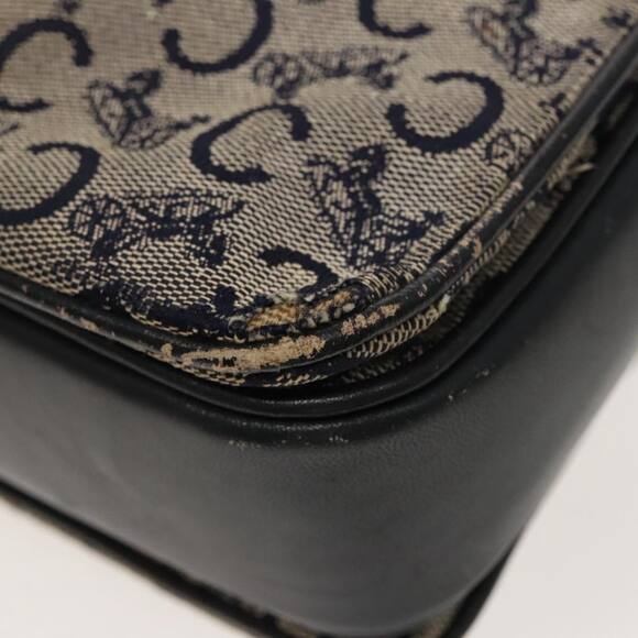 CELINE C Sulky Shoulder Bag Canvas Leather Navy Gold - Picture 15 of 16